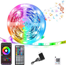 50Ft RGB LED Strip Lights with Remote App Control Music Sync Dimmable Indoor