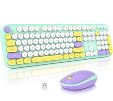 Wireless Keyboard and Mouse Combo, Cute Keyboard Full Size and Wireless Mouse.