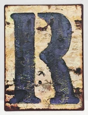 Rustic Farmhouse Style Hanging Letter R Wall Hanging Metal Sign 9.5”x7"