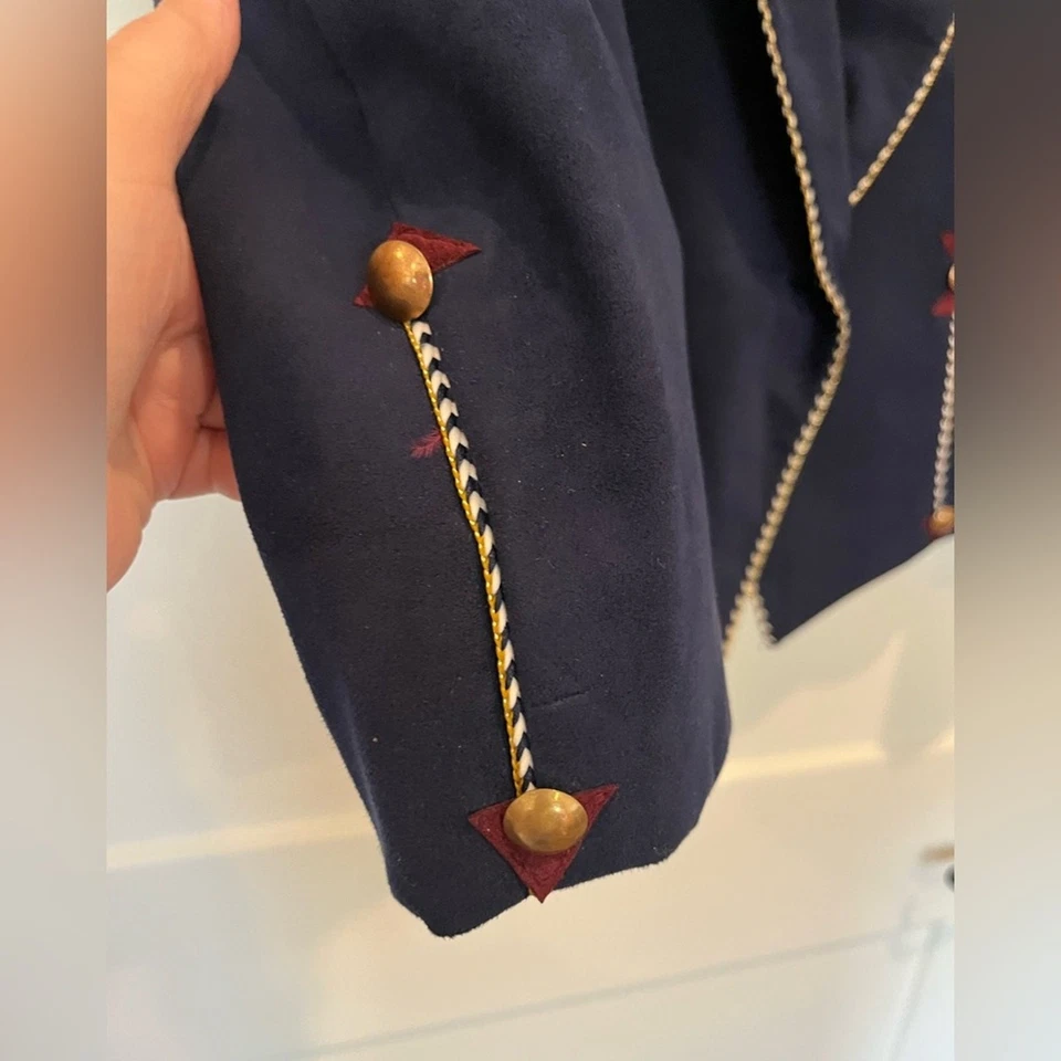 Nudie style western rodeo cowgirl embellished navy suede crop jacket - Image 4 of 4