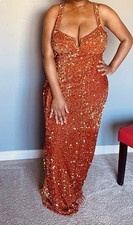 Sequin Copper Gold Sleeveless Long Gown Party/Prom Cocktail Dress