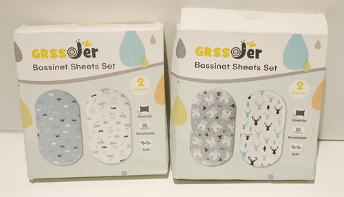 GRSSDER Set 4 lenzuola culla aderenti in jersey elasticizzato ultra morbido confezione - Foto 1 di 4