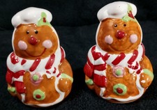 Set of 2 Gingerbread Snowmen Salt & Pepper Shakers