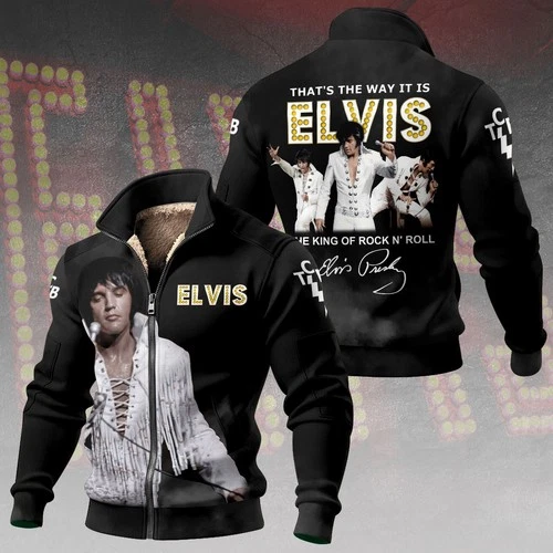 Elvis Presley Thick Knit Fleece Jacket Fast Ship - product listing photo