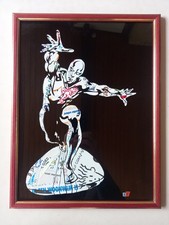 cadre surfeur d'argent MARVEL autocollants publicitaires découpés 40x30 cms