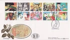 GB Stamps First Day Cover Greetings Gift Giving, Genie, pirate, cake BENHAM 1993