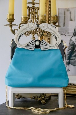Gissa Bicalho Sculptural Vegan Leather, Removable Chain, Sea - Life Handbag