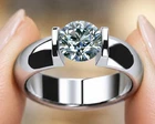 1 Ct Vvs1 Ice White Round Real Moissanite Wedding Ring Sterling Silver Size 7
