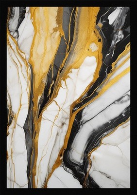 Nostalgic Marble Pattern Gold Veins Framed Wall Art Poster Canvas Print Picture