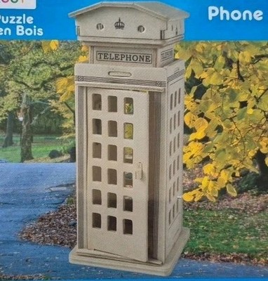 New Build A Wood Kit British Telephone Box 7'' Phone Booth Tardis 3d Model Puzzle