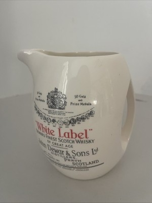 Vintage White Label Dewars Finest Scotch Whiskey Pitcher