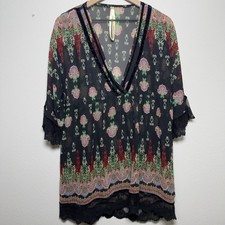 Anthropologie Uncle Frank Women Whimsigoth Coverup Dress Small Velour Crochet