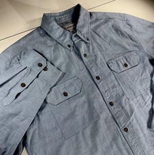 Carhartt Mens XL Relaxed Fit Solid Lt Blue Long Sleeve Button Shirt Cotton
