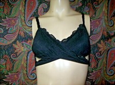 Victoria's Secret PINK Black Lace Body Wrap Padded Bralette Bra M