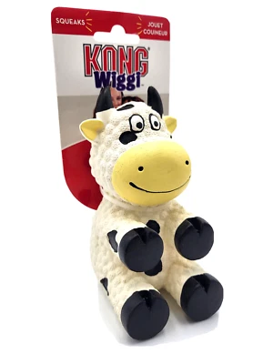 KONG Wiggi Cow Small/Medium Squeaky Toss Fetch & Play Dog Toy