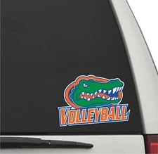 Florida Gators VOLLEYBALL in ORANGE Slant w/ Gator Head Vinyl Decal UF Sticker