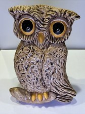Vintage Arnels Ceramic Owl Big Eyes Hand Painted Wall Hanging Signed