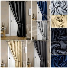 THERMAL BLACKOUT DOOR CURTAIN RING TOP EYELET PANEL SAVE ENERGY REDUCE HEAT LOSS