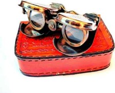 Brass Binocular With Leather Case  Marine Folding Binocular Nautical Spyglass