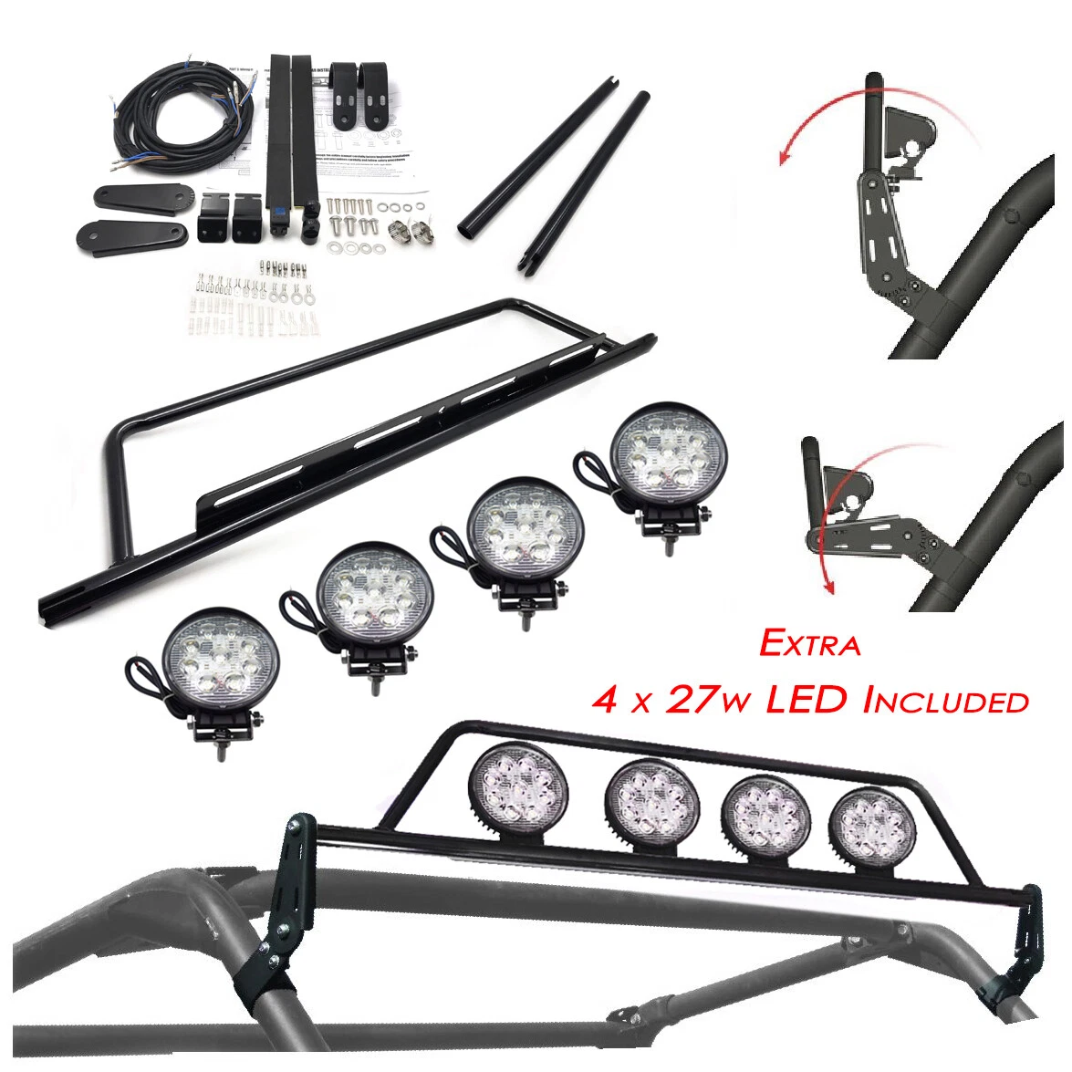 27W Adjustable Roof Light Mounting Bar w 4 LED Lights Can Am