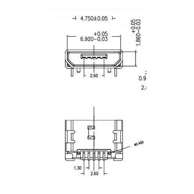 5件装x5.9毫米微型迷你USB 5P 5针手机平板电脑插孔连接器充电端口 — 第 2/4 张图片