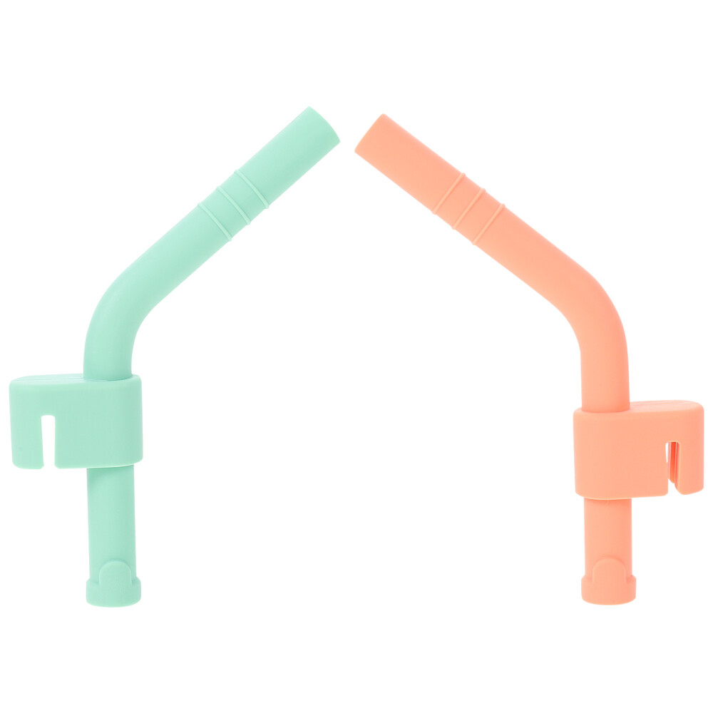 2Pcs Infant Straw Baby Drinking Straws Reusable Silicone Straws