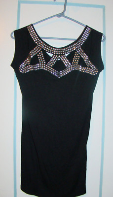 Kazo Women's Size Medium Black Studded Cut Out Long Tank