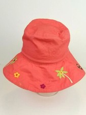 Gymboree Girls Pink Bucket Sun Hat Size 2T-5T  flowers  monkeys 