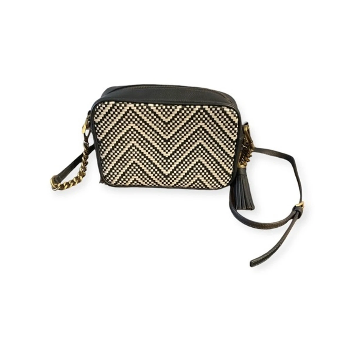 Michael michael kors woven chevron leather camera best sale bag