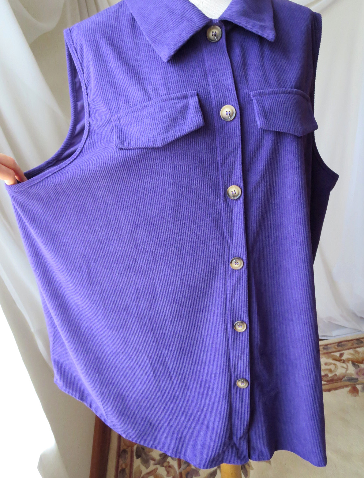 UNBRANDED CORDUROY VEST TUNIC COLLARED NECK BUTTO… - image 1