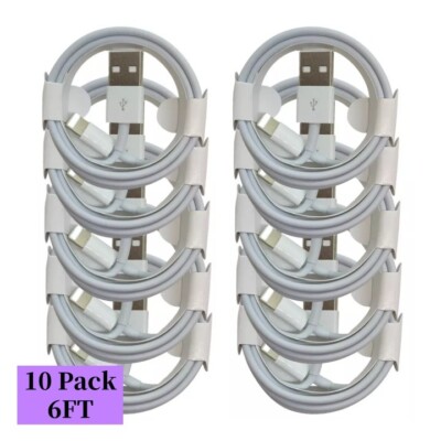10 Pack 6FT OEM Fast Charger Cable Cord For iPhone 5 6 7 8 X Pro Max 11 12 13 14