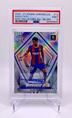 2020-21 Ansu Fati Panini Chronicles Spectra Silver Autographed Card 30/99 PSA 9