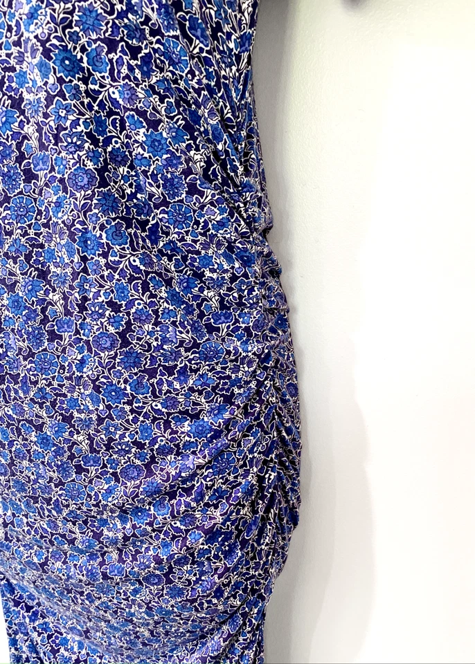 Isabella Oliver Maternity Dress - Blue Floral - Ruched Short Sleeve Sz 2/6/small - Image 4 of 4