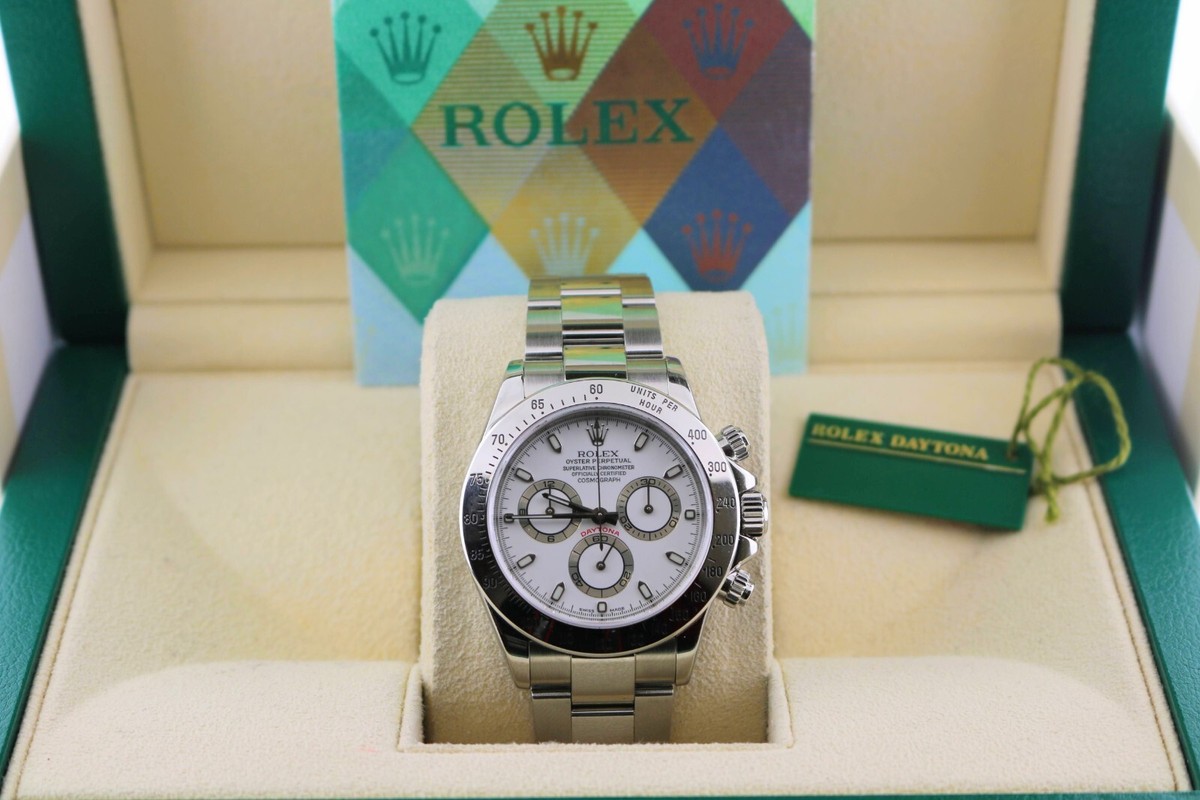 2003 Rolex Daytona 116520 White Dial SS Oyster With Papers 40mm | eBay