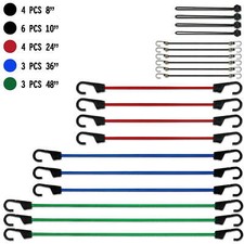 Hyper Tough 20 Pieces Bungee Cord Set,   Jar, Multi-Color, 2.31 oz