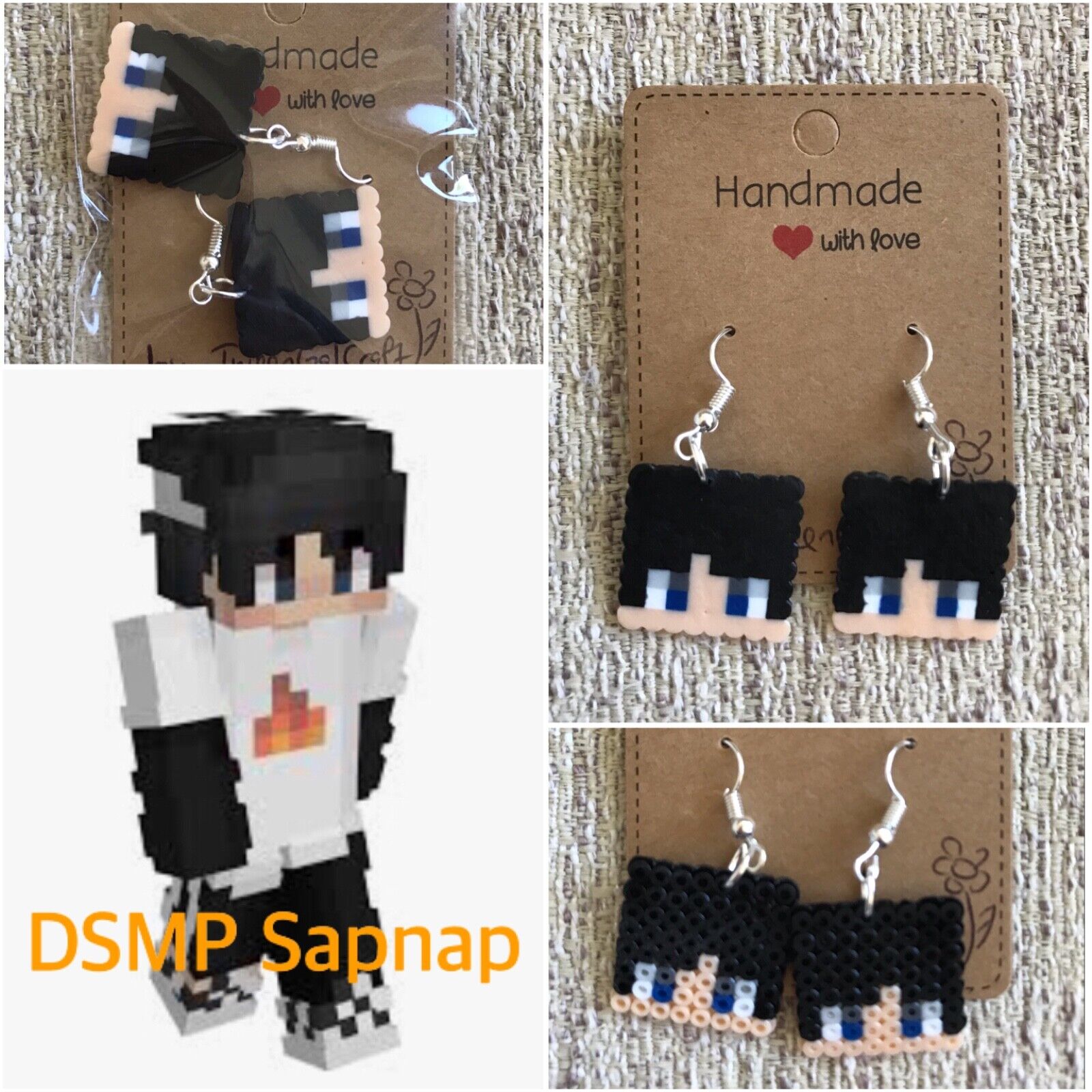 Dream SMP Sapnap MCYT Earrings Perler DSMP