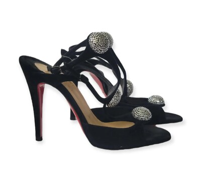 Christian Louboutin Black Suede Spartenvol Strass 100 Formal Shoes EU 35  US