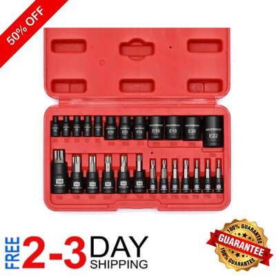 Durable 25-Pc Torx Bit & E-Socket Set in Chrome Vanadium - Mechanic's Essential