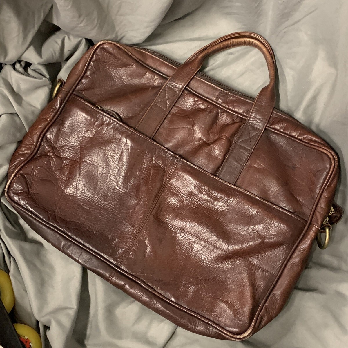 Vintage Frye Top Handle Portfolio Leather Briefcase Brown 16x12
