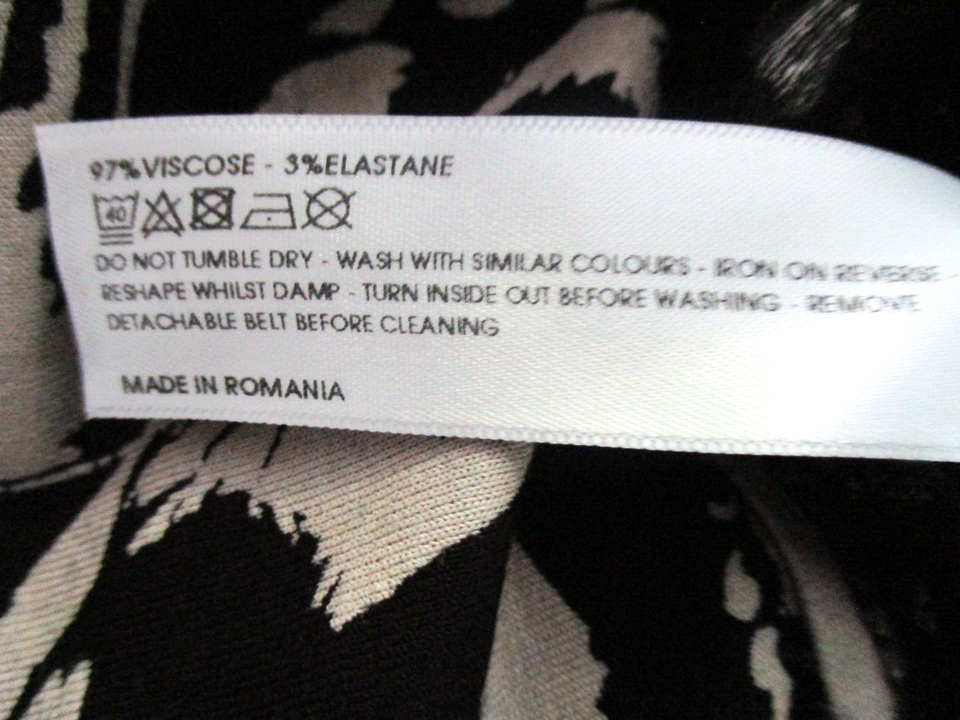 Red Herring black/beige 3/4 sleeve cowl neck midi jersey dress with belt size 14 eBay