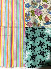 3 pieces cotton flannel fabric remnants/see listing for measurements