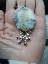 Marble 0pal 55cts Snowflake Silver Plated Pendant