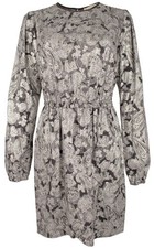 Michael Kors Women's Plus Size Foil Paisley Long Sleeve Flounce Dress