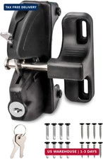 Self-Locking Gate Latch, 2-Sided Key Lock, Black Fence Hardware for Wood Metal V