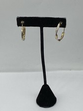 14k Gold Two- Tone Twisted 1" Hoop Earrings 2.1g