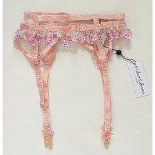 For Love Lemons Floral Lace High Waist Garter Belt Pink Size Small NEW