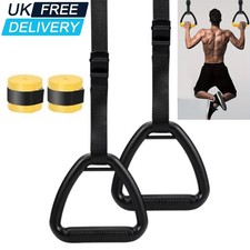 2Pcs Fitness Gymnastic Rings with Straps Strength Training Pull Up Adjustable UK