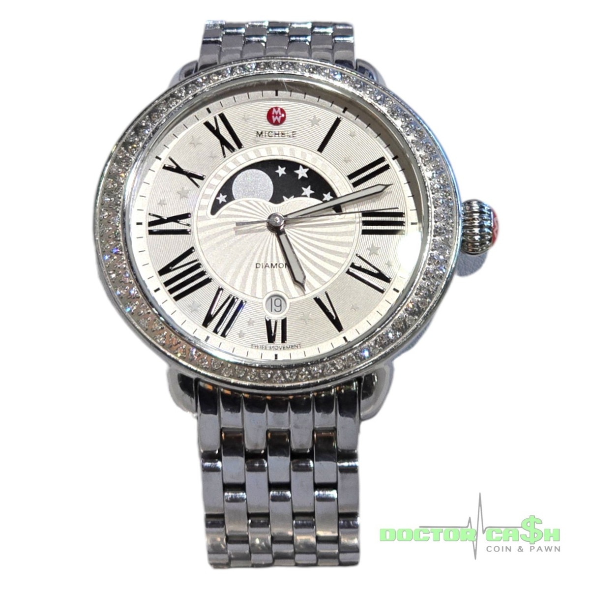 Michele Serein Mid Stainless Steel Diamond Dial Women display picture 2