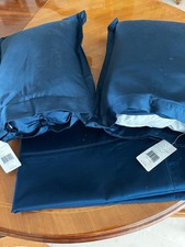 Ralph Lauren RL-624 TWO Solid Sateen EURO SHAMS and TWO BOUDOIR PILLOWS NAVY