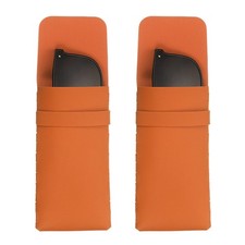 2 Pcs Soft Glasses Case, Leather Eyeglass Case with Flap Closure, Orange Red